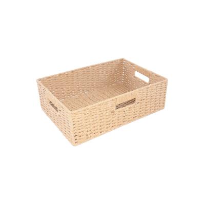 China Square Woven Paper Laundry Paper Rope Basket Rope Basket Viable Decorative Paper Storage Baskets for sale