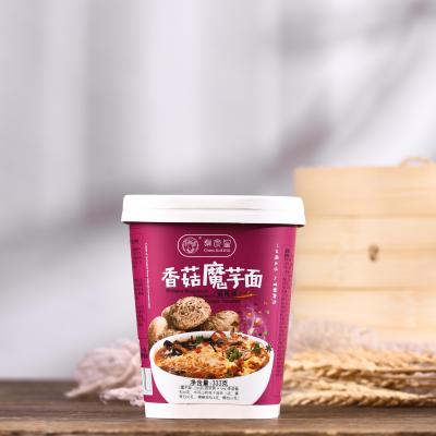 China Low Fat Instant Noodles Packaging Barrel Musnroom Noodles Konjac Style Time Chinese Food Red Color for sale