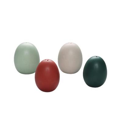 China Wholesale Style Stocked Hot Sale Single Egg Shape Red Ceramic Salt and Pepper Shaker For Home Usage for sale