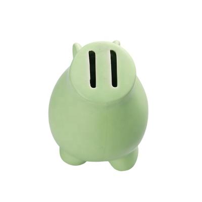 China Homemade Handmade Green Ceramic Piggy Bank With Pig Shape Safe Cash Money Safe Birthday Gift for sale