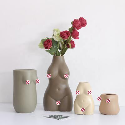 China Wholesale Nordic Europe Style Ceramic Body Art Vase Craft Flower Decoration for sale