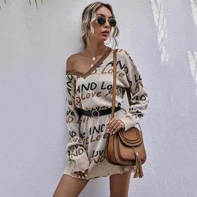 China Autumn And Winter Amazon Fashion V-Neck Sleeve Sweater Sweater Breathable Loose Women for sale