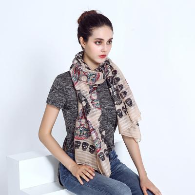 China 2018 Fashion Skull Scarf Lady Cotton Voile Scarf Wholesale for sale