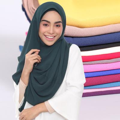 China Polyester Solid Color Bubble Chiffon Hijab Scarf Women Prepare To Use Muslim Accessories Snap Hijab 180*75cm for sale