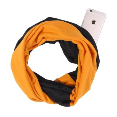 China Fashion 2019Latest design 46*160cm double color infinity scarf pocket scarf with hidden zipper women infinity scarf for sale