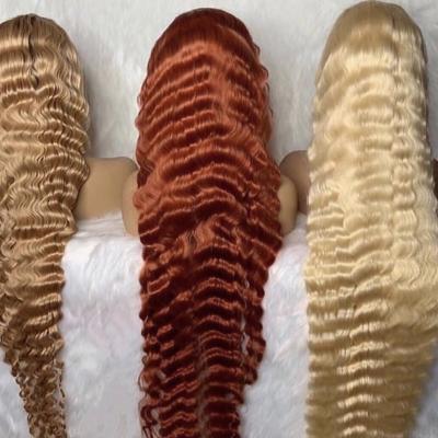 China Jerry Curl 10a Grade 613 Brazilian Human Hair 100% Unprocessed Full Lace Wigs,Hd Transparent Blonde 613 Curly Full Lace Hair Wig for sale