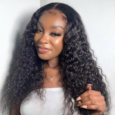 China Jerry Curl Wholesale 40 Inch Full Lace Front Human Hair HD Curly Wig 13*4 Transparent Swiss Lace Front Wigs for sale