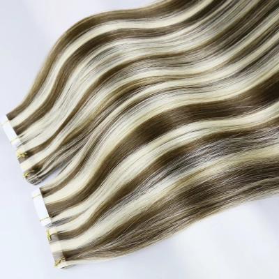 China Wholesale European Blonde High Quality Hair Pulled Silky Straight Double Wave Tape In Hair Extension Natural Remy Ombre Tape In Hair Extensions for sale