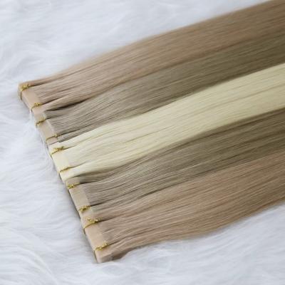 China Wholesale High Quality Russian Blonde Double Drawn Silky Straight Wave 12A Remy Virgin Hair Tape In Hair Extensions for sale