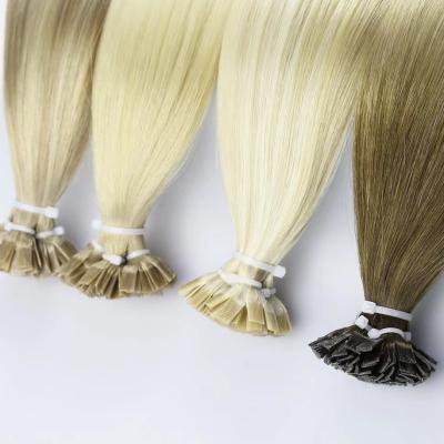 China Custom Lash Flat Tip Blonde Silky Straight Wave Ombre Flat Hair Double Tips Moq100 Tips Flat Nail Tips Hair Extension for sale