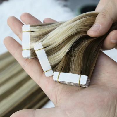 China 100% Human Drawn Ponytail Cuticle Hair Cuticle Aligned Hair Extensions Remy Skin Weft Tape Hair Wholesale Double In Hair Extensions for sale