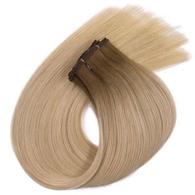 China 2022 New Popular Custom Silky Straight Slavic Hair Extensions Wholesale Raw Remy Double Drawn Hand Tied Human Hair Weft European for sale