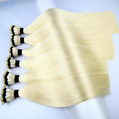 China 2022 New Popular Custom Silky Straight Slavic Hair Extensions Wholesale Raw Remy Double Drawn Hand Tied Human Hair Weft European for sale