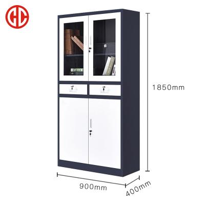 China (Other) (Other) Modern Chinese Adjustable Metal 2 Drawer Office Filing Cabinet With 2 Glass Door And Metal Door for sale