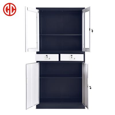 China Glass Filing Cabinet Display Cupboard (Other) (Other) Two Door Adjustable Steel Master Cabinet With 2 Drawer Office File Cabinet for sale