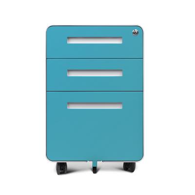 China Foldable Foldable Fashionable Mobile Metal 3 Drawer Pedestal Mobile Cabinet On Wheels for sale