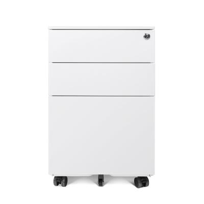 China Furniture Collapsible Foldable Lockable Office File Cabinet Metal 3 Drawer Mobile Pedestal for sale