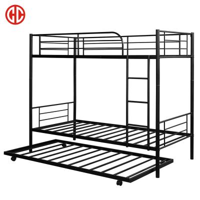 China Modern Multifunctional Triple Bunk Bed With Loft Metal Frame Pull Out Third Bed for sale