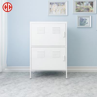 China Modern Home Furniture 2 Door Metal Steel Short Storage Cabinet Steel Sideboard Cabinet With Standing Leg for sale