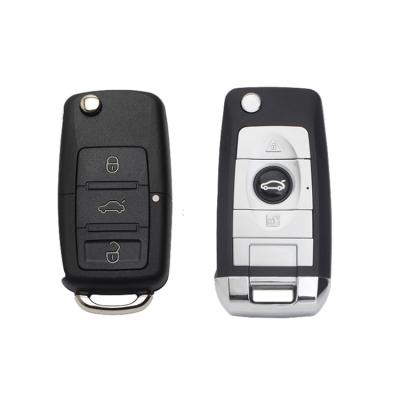 China Use For VW 3 Flip Remote Key Shell For Car Modified V-olkswagen Buttons Replacement Car Key Cover With HU66 Battery Holder Key Blade for sale