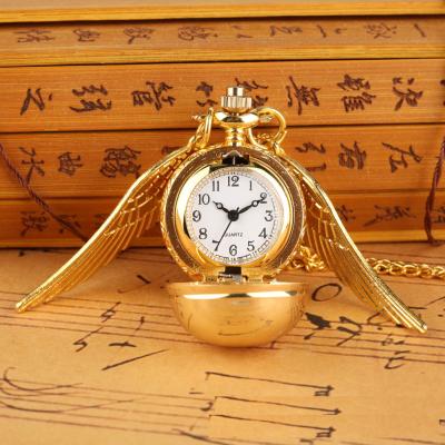 China High Quality Antique Ball Wings Snitch Pocket Watches Quartz Movement Pocket Watch Pendant Necklace For Gift for sale