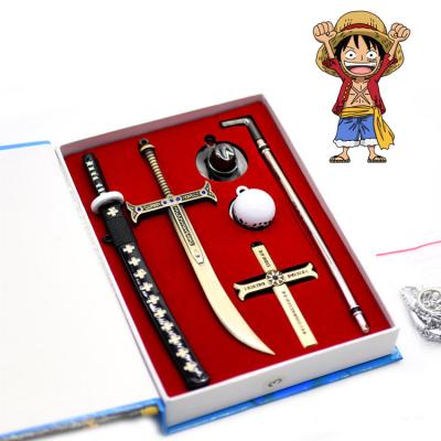 China High Quality Cosplay Metal Darts Toys Collection Sword Ring Model Zoro Luffy Anime Knife Weapon One Piece Set for sale