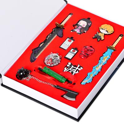 China High Quality Cosplay Metal Sword Kimetsu Brooch No Yaiba Demon Slayer Weapon Set Anime Collection Box for sale