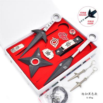 China Telescopic Weapon Anime Set Hatake Ninja Kunai Knife Keychain Cloud Rotation Kakashi Shuriken High Quality Metal Bracelet Red Earring for sale