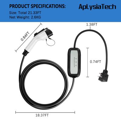 China PC9330 32A Type 1 Leve2 1 AC Charger 7KW Ev Charger American Portable Electric Vehicle Car Charger for sale