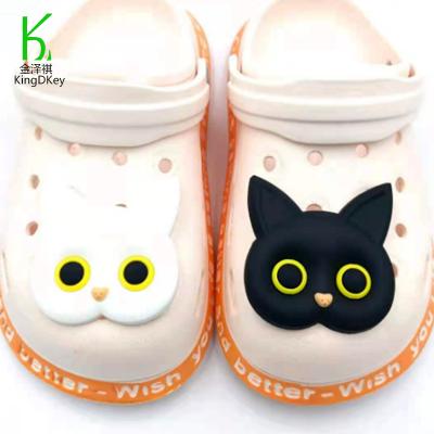 China Cute Cat Rabbit PVC Shoe Charms Rubber Cartoon Hole Animal Shoes Accessories For Croc Clog Shoes Sandals for sale