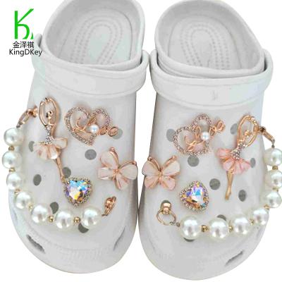 China Crystal Pearl Shoes Decoration Rhinestone Shoes Flower Hole Shoe Accessories Butterfly Clog Charms for sale