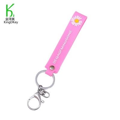 China New Small Rubber Daisies Strap Daisy Wrist Rope Small Gift Key Chain Pendant Accessory Bag Ornaments Colorful Key Ring for sale