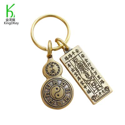 China Hot Sale Metal Chinaae Style Gourd Keyholder Yin Yang Keychain Ba Gua Keychain Copper Keytag For Promotional for sale