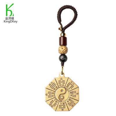 China Custom Metal Chineae Braided Rope Style Yin Yang Keychain Ba Gua Keyring Runes Keyholder Copper Keytag For Promotional for sale