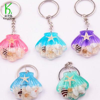 China Seashell Plastic Resin Key Chain Series Ocean Starfish Acrylic Key Chain For Souvenir Gifts for sale