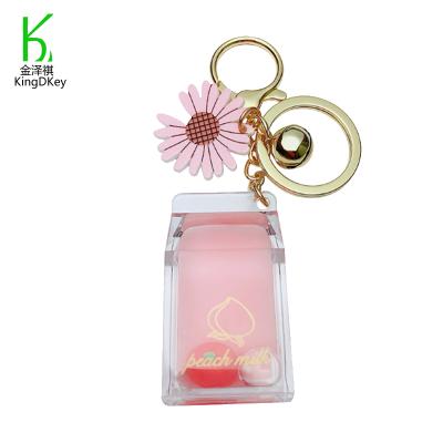 China Custom Daisy Keychain Daisies Milky Tea Plastic Acrylic Keychain Anime Logo Charm Keyring Small Exquisite Pendant Bag for sale