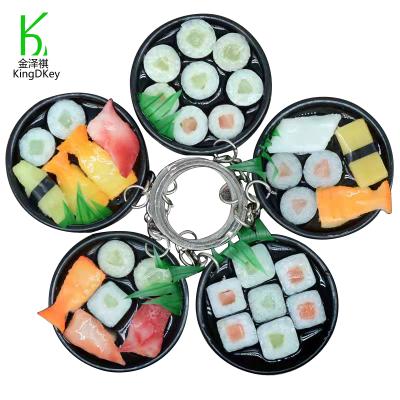 China Japanese Cute Sushi Toy Food Box Keychain Food Key Chain Creative Plastic 3D Sushi Mini Gifts For Kids for sale