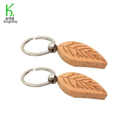 China New Design Wooden Promotional Gifts Leaf Shaped Wooden Key Chain Hand Made Key Chain For Bag for sale