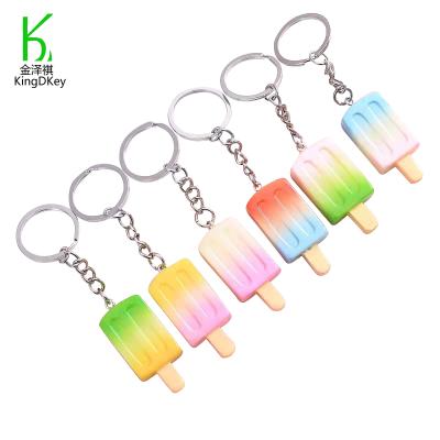 China Creative Decoration Design Resin Popsicle Key Rings Summer Ice Cream Gradient Color Key Chain Jewelry Personalized Gifts for sale