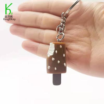 China Creative Decoration Multiple Colors Unique Soft Cute Kawaii Ice Cream Keyfob Resin Ice Cream Key Chain For Promotion Gift for sale