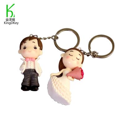 China New Decoration Design Marrying Series Newlywed Couple Doll Keyholder Resin Lovers Romantic Keychain For Figures Decoration Key Chain for sale