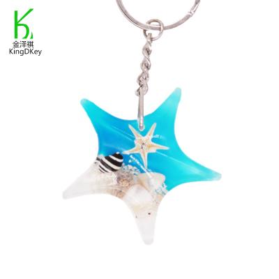 China Creative Starfish Shell Keytag Small Gift Decoration Promotion Gift Summer Resin Crafts Sea Jewelry With LED Light Key Chain for sale