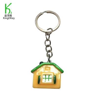 China New Style Cute Plastic Cartoon Plastic House Key Chain Personalized Colorful 3D Resin House Keyfob For Kids Gifts for sale