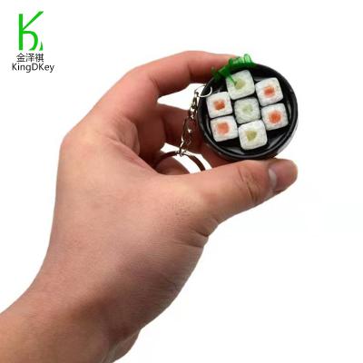 China New Design Mini Sushi 3D Plastic Japanese Food Key Chains Cute Sushi Toy Food Box Keychain For Kids for sale