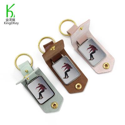 China Mini Key Chain Leather Keyring Mum Photo Album Leather Metal Promotion Keyring Gift With Circle Key Chain For Mom And Dad Gifts for sale