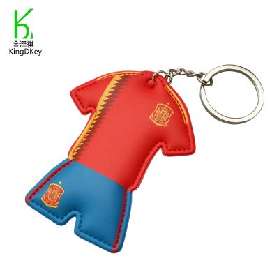 China New Style Simulation Leather Soccer Party Fans Leather Football Keyfob Bag Tank Top Chain Mini Keychain Pendant T-shirt for sale