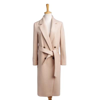 China Women Wool Anti Shrink Coats Dot Camel Color Double Breasted Coat for sale