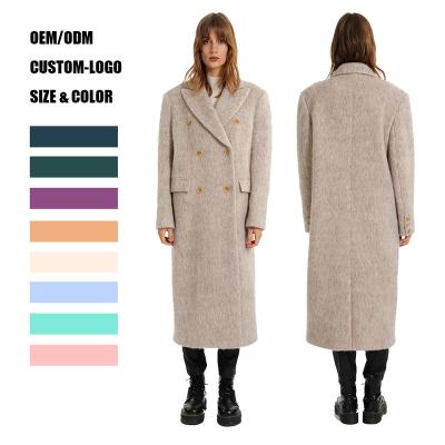 China Hot Sale Winter Windproof Streetwear Long Turn Down Collar Women Trench Wool Thin Windproof Coat for sale