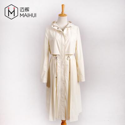 China 2019 SS Style Anti-Shrink Women Coat Hotsale One Line Beige Long Trench Coat With Hood for sale