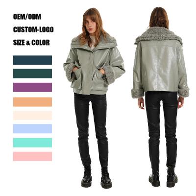 China Custom Winter Waterproof Woolen Turn Down Collar Fleece Streetwear Coats Women Jacket for sale